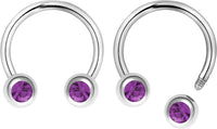 Forbidden Body Jewelry 14G 12mm Surgical Steel Front Facing CZ Crystal Nipple Piercing Horseshoe Rings, Sold in Pairs