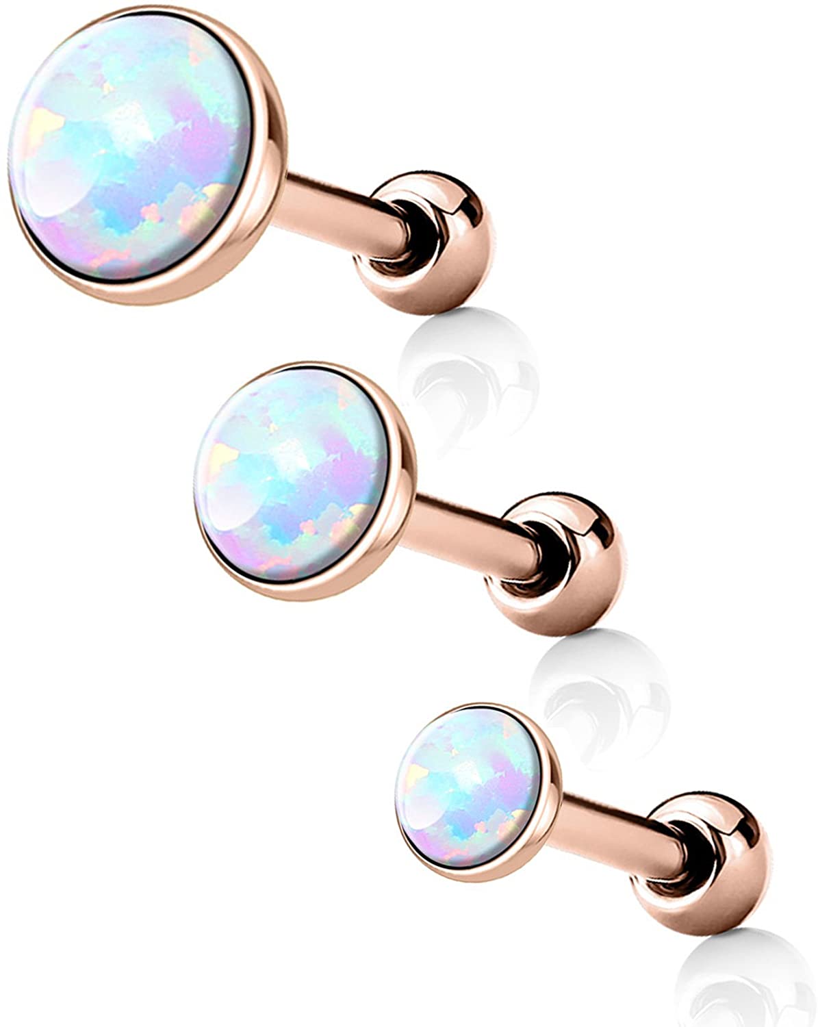 Forbidden Body Jewelry 16g Surgical Steel Synthetic Opal Cartilage Stud Earring