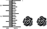 Hypoallergenic Sterling Silver Black Rose Stud Earrings for Kids (Nickel Free)