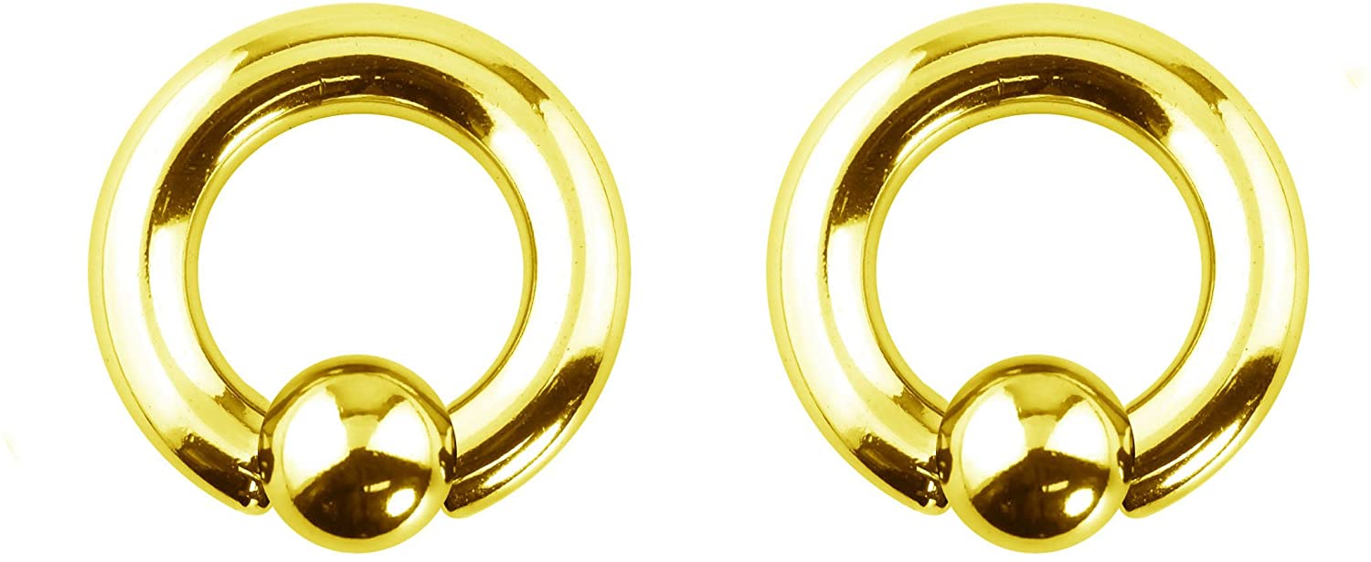 Forbidden Body Jewelry Pair 2g-20g Gold & Rose Gold Tone Surgical Steel Captive Bead Body Piercing Hoops (2pcs)