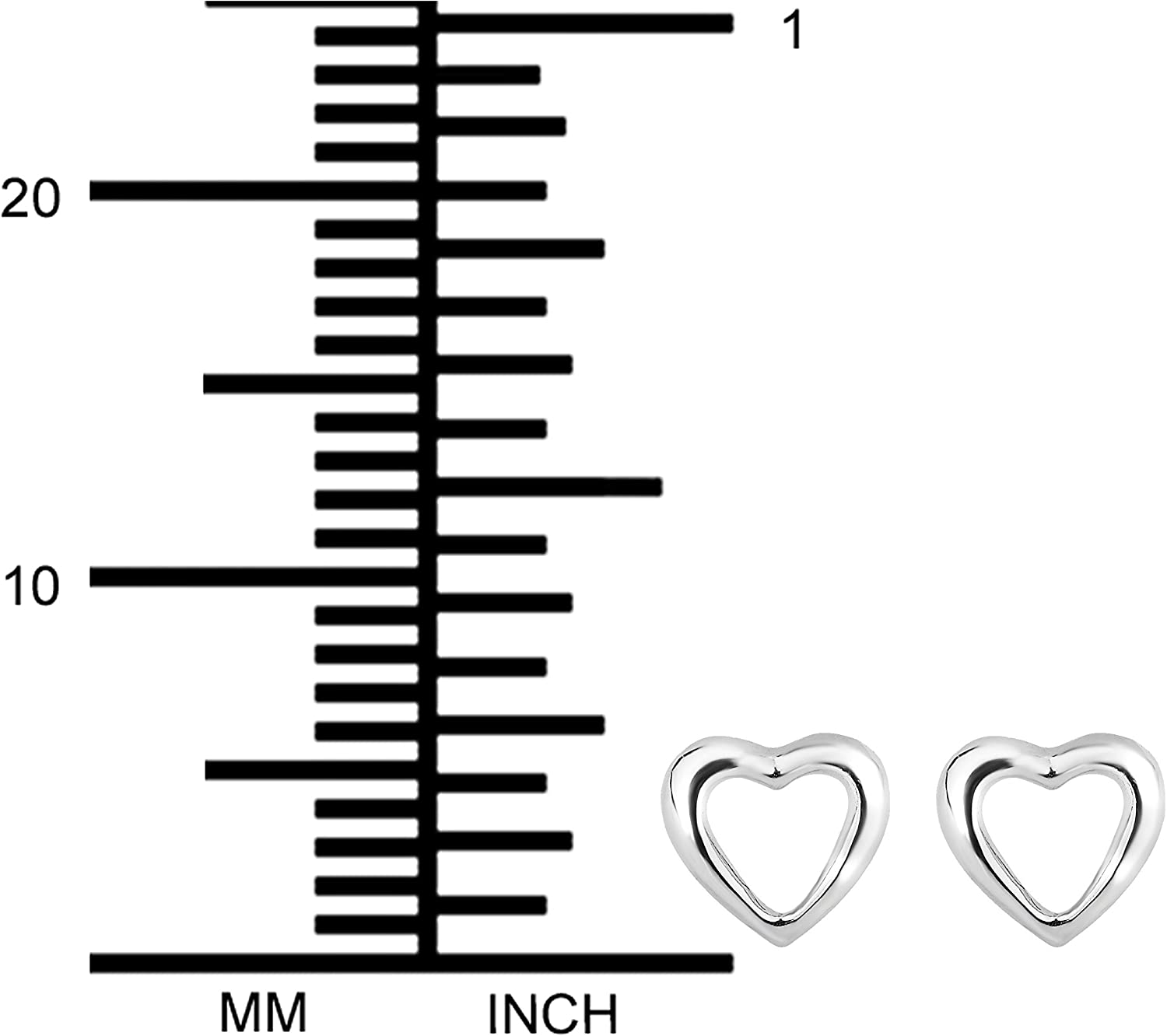 Hypoallergenic Sterling Silver Hollow Heart Stud Earrings for Kids (Nickel Free)