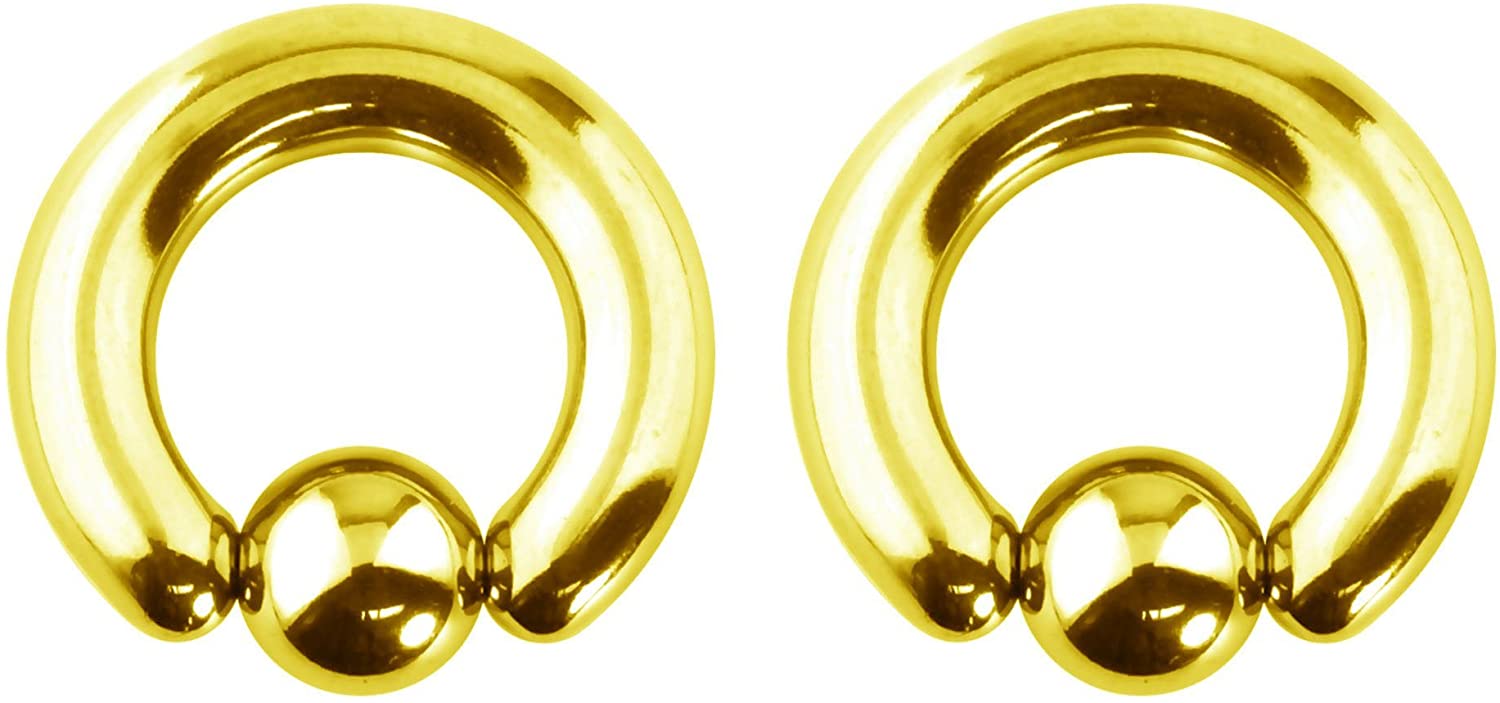 Forbidden Body Jewelry Pair 2g-20g Gold & Rose Gold Tone Surgical Steel Captive Bead Body Piercing Hoops (2pcs)