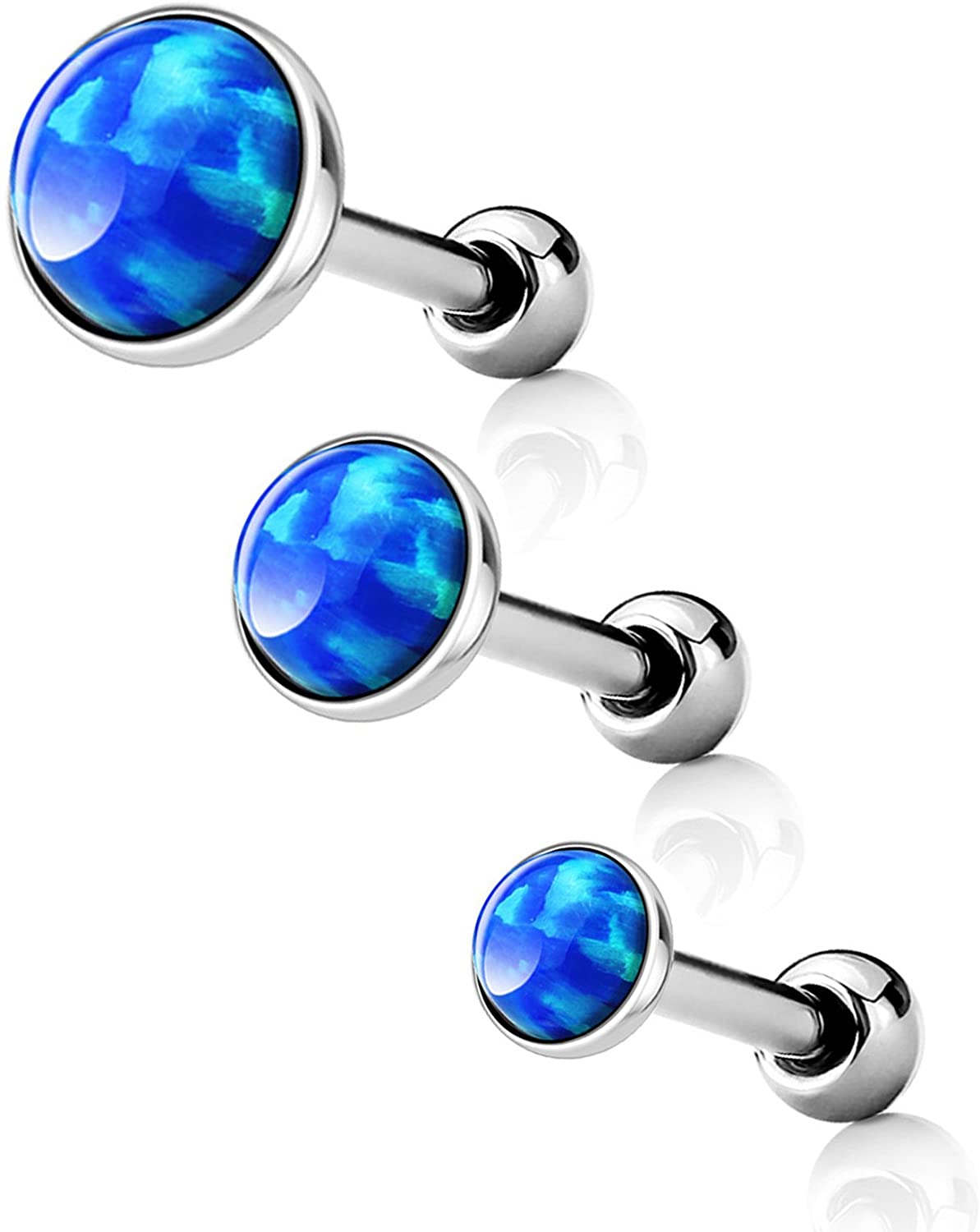 Forbidden Body Jewelry 16g Surgical Steel Synthetic Opal Cartilage Stud Earring