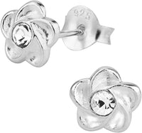 Hypoallergenic Sterling Silver Jeweled Flower Stud Earrings for Kids (Nickel Free)