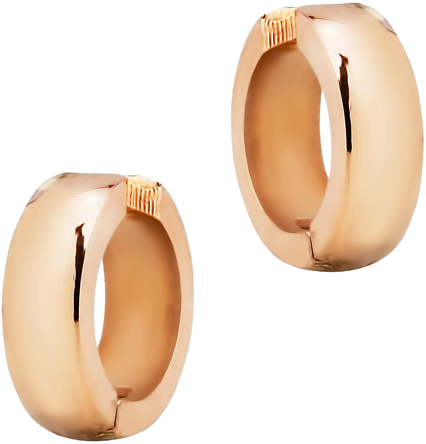 Stainless Steel Rose Gold IP Plated Polished Clip On Huggie Hoop Earrings