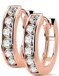 Pair of Surgical Steel/14k Gold Plated/Rose Gold Plated CZ Lined Huggie Hoop Earrings (Choose Style)