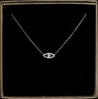 Kinzie Fashion 16" Sterling Silver Evil Eye CZ Simulated Diamond Pendant Necklace