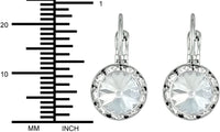 Austrian Crystal Silver Tone Framed Clear Crystal Lever Back Earrings for Women