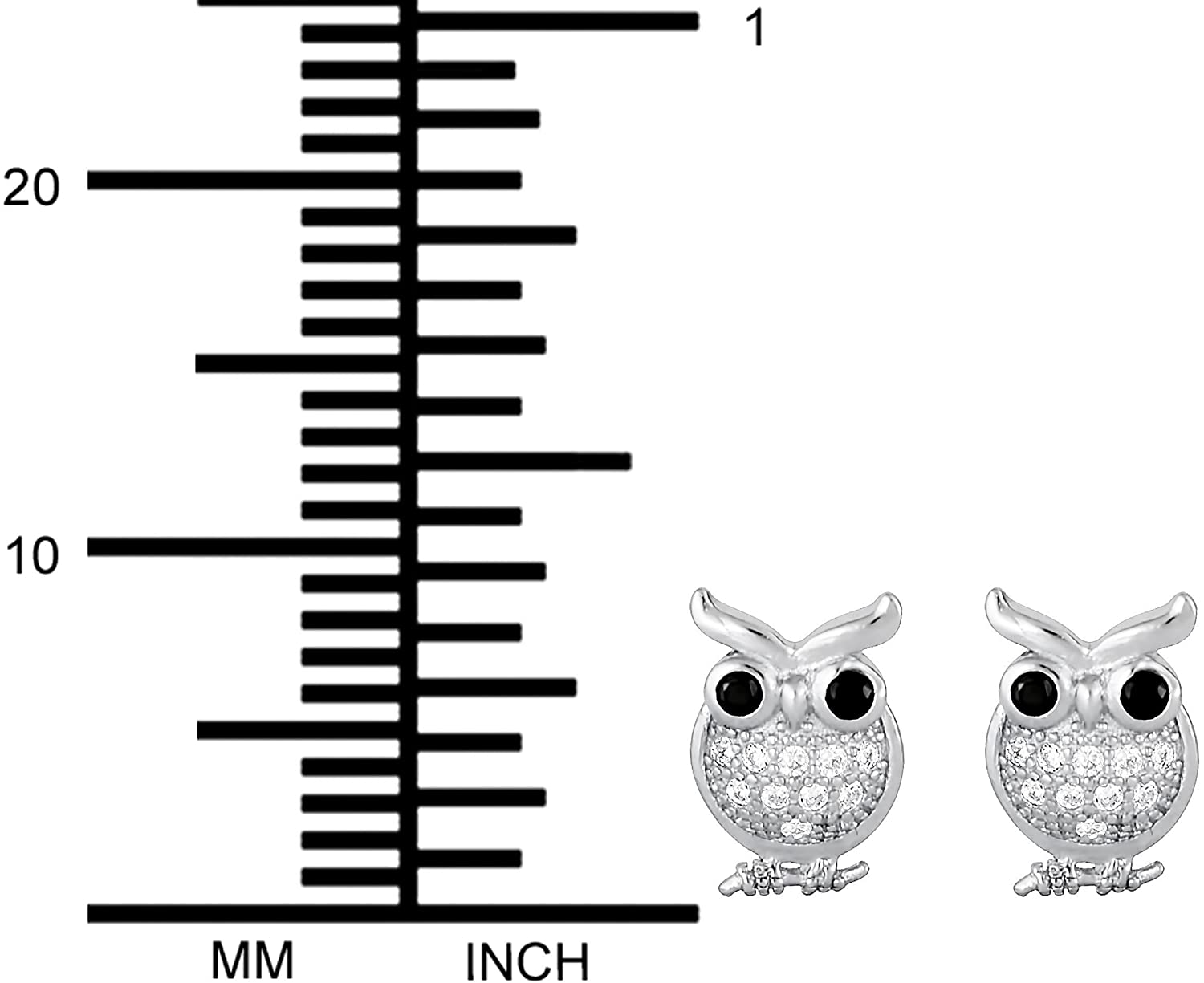 Hypoallergenic Sterling Silver Cubic Zirconia Crystal Owl Stud Earrings for Kids (Nickel Free)