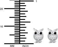 Hypoallergenic Sterling Silver Cubic Zirconia Crystal Owl Stud Earrings for Kids (Nickel Free)