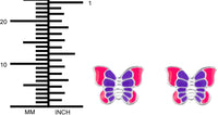 Hypoallergenic Sterling Silver Pink & Purple Butterfly Stud Earrings for Kids (Nickel Free)