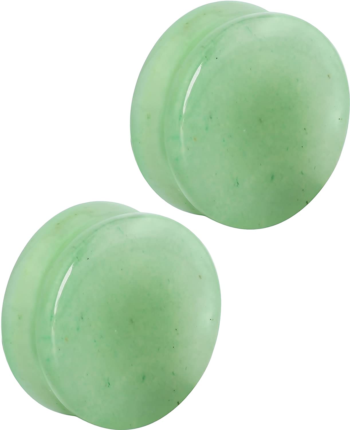 Forbidden Body Jewelry 3mm - 25mm Semi-Precious Jade Ear Gauges, Solid Gemstone Double Flared Saddle Plug Earrings Sold as Pairs