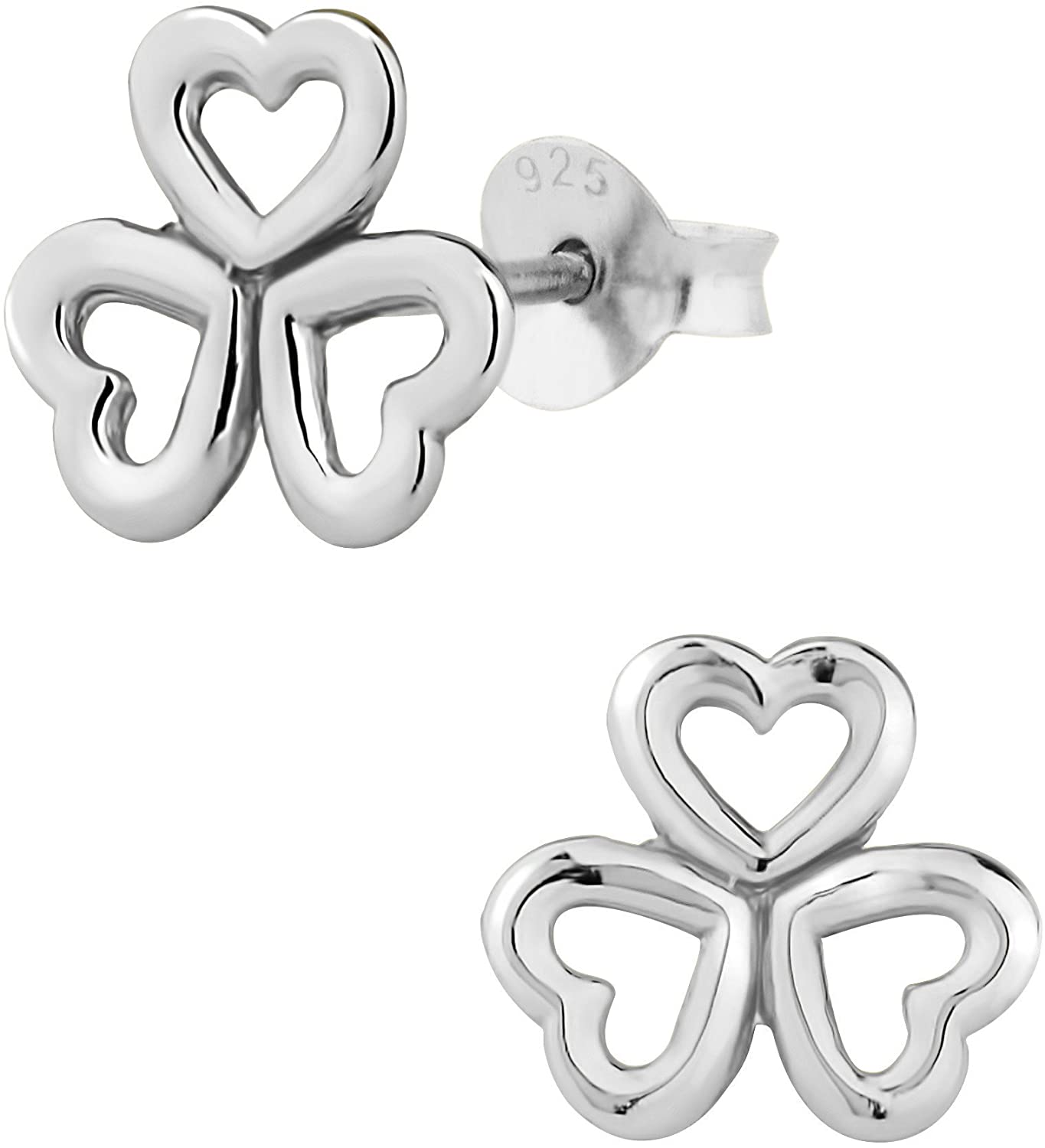 Hypoallergenic Sterling Silver Triple Heart Stud Earrings for Kids (Nickel Free)