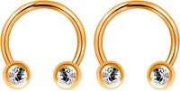 Forbidden Body Jewelry 14G 12mm Surgical Steel Front Facing CZ Crystal Nipple Piercing Horseshoe Rings, Sold in Pairs