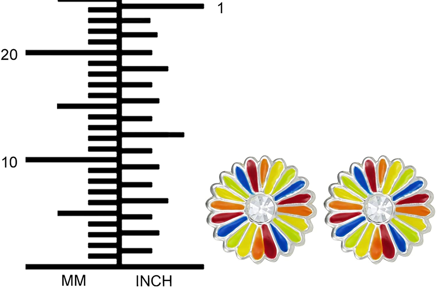 Hypoallergenic Sterling Silver Rainbow Flower with Crystal Stud Earrings for Kids (Nickel Free)