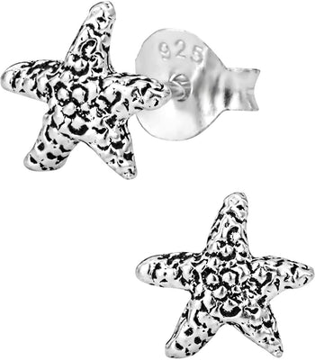 Hypoallergenic Sterling Silver Cute Tiny Star Fish Stud Earrings for Kids (Nickel Free)