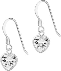 Hypoallergenic Sterling Silver 7mm CZ Heart Dangle Earrings for Kids (Nickel Free)