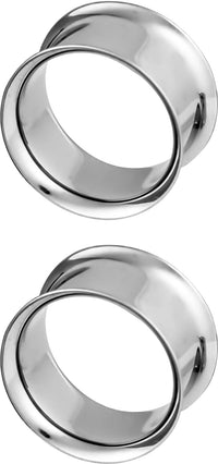 Forbidden Body Jewelry Surgical Steel Ear Gauges, Double Flared Saddle Tunnel Plug Earrings, 12mm - 18mm