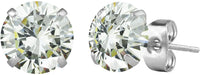 Pair of Sterling Silver Classic Round CZ Simulated Diamond Stud Earrings