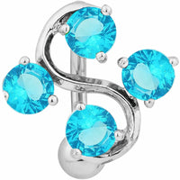 Forbidden Body Jewelry Surgical Steel Reverse Mount Sexy Aqua Gemmed Vine Belly Button Ring