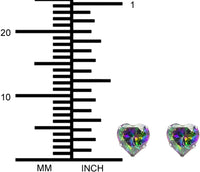 1.5 Carat .925 Sterling Silver Simulated Diamond Deep Set Rainbow Topaz CZ Heart Stud Earrings