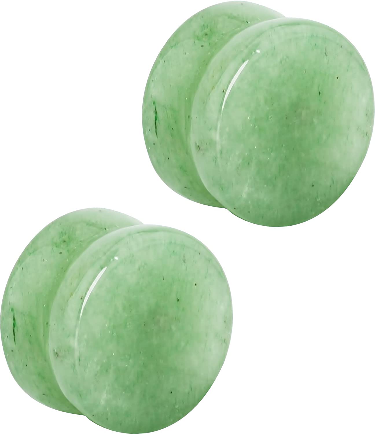 Forbidden Body Jewelry 3mm - 25mm Semi-Precious Jade Ear Gauges, Solid Gemstone Double Flared Saddle Plug Earrings Sold as Pairs