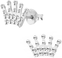 Hypoallergenic Sterling Silver Pave Crystal Princess Crown Stud Earrings for Kids (Nickel Free)