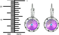 Austrian Crystal Silver Tone Framed Vitrail Rainbow Lever Back Earrings for Women