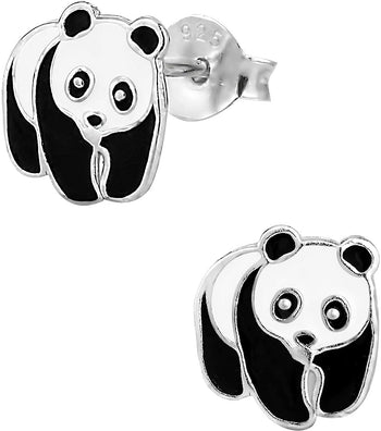 Hypoallergenic Sterling Silver Panda Bear Stud Earrings for Kids (Nickel Free)