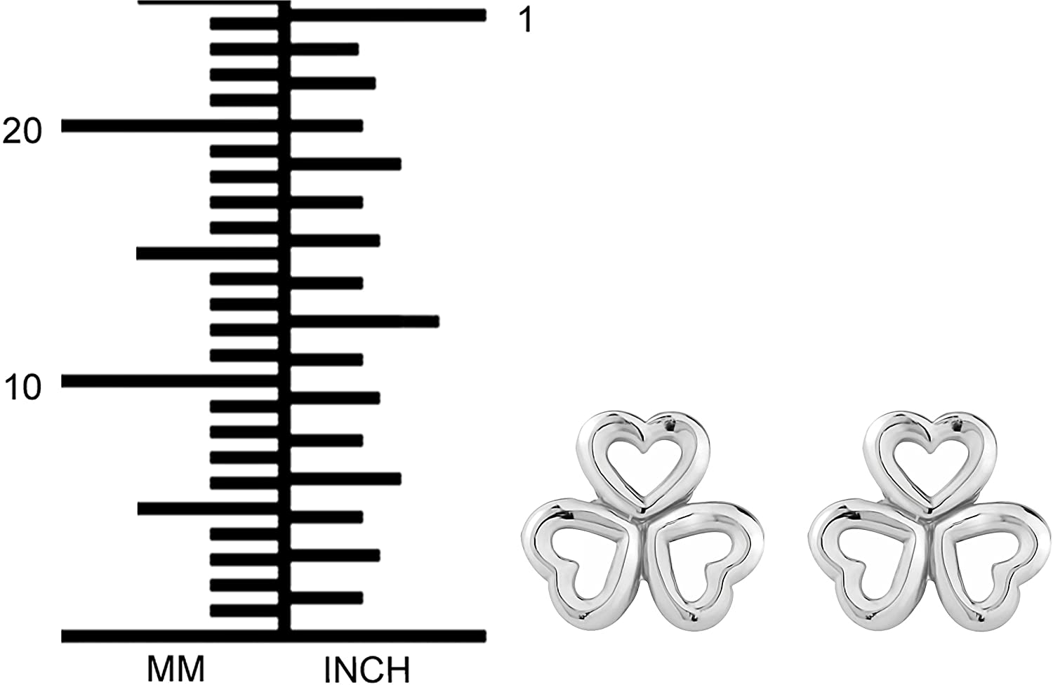 Hypoallergenic Sterling Silver Triple Heart Stud Earrings for Kids (Nickel Free)