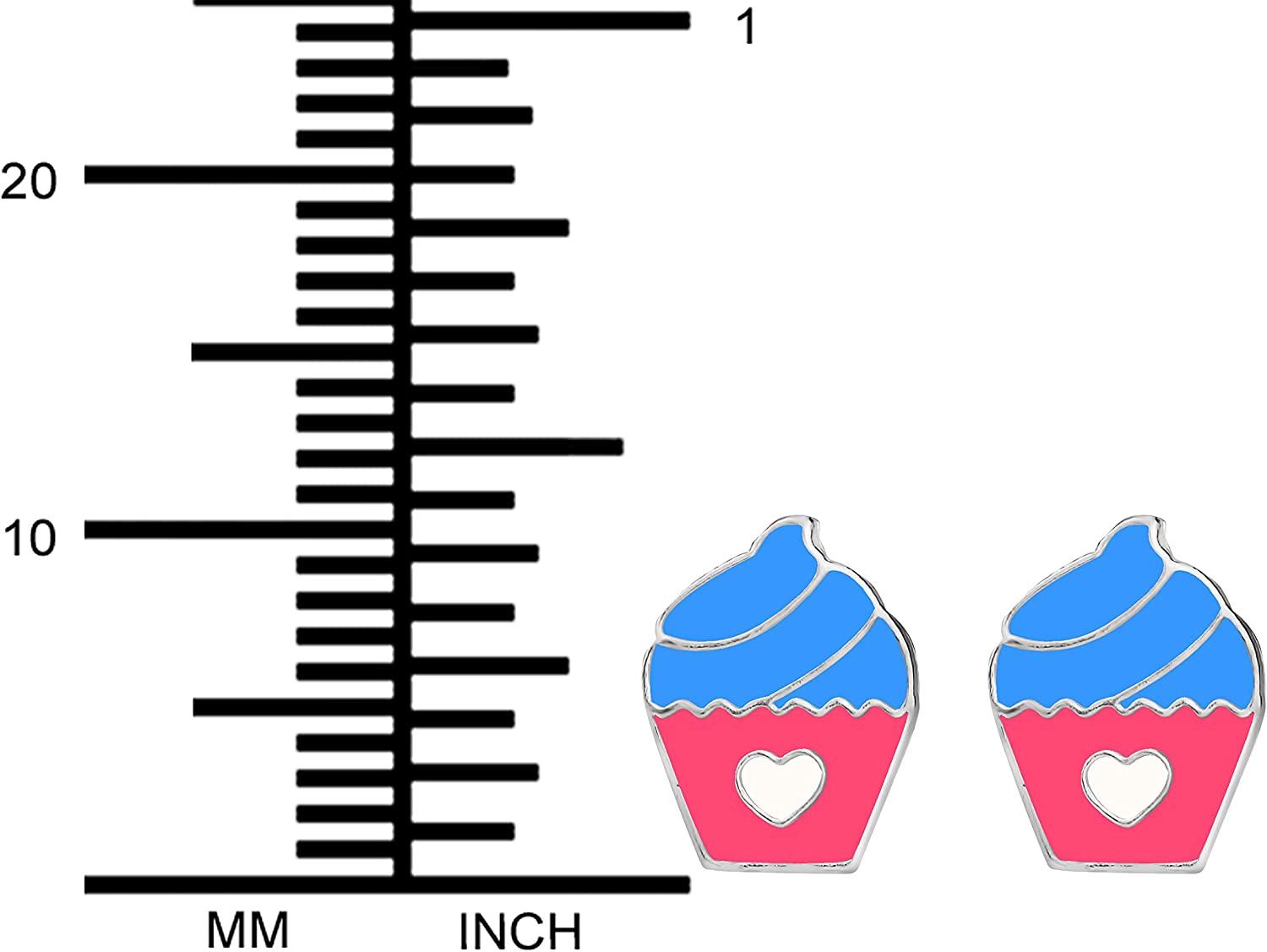 Hypoallergenic Sterling Silver Cute Cupcake Stud Earrings for Kids (Nickel Free)