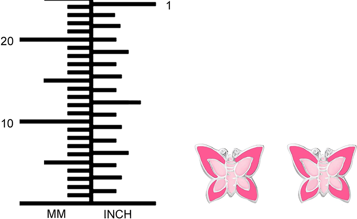 Hypoallergenic Sterling Silver Pink Butterfly Stud Earrings for Kids (Nickel Free)