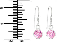 Hypoallergenic Sterling Silver Pink CZ Simulated Diamond Round Dangle Earrings for Kids (Nickel Free)