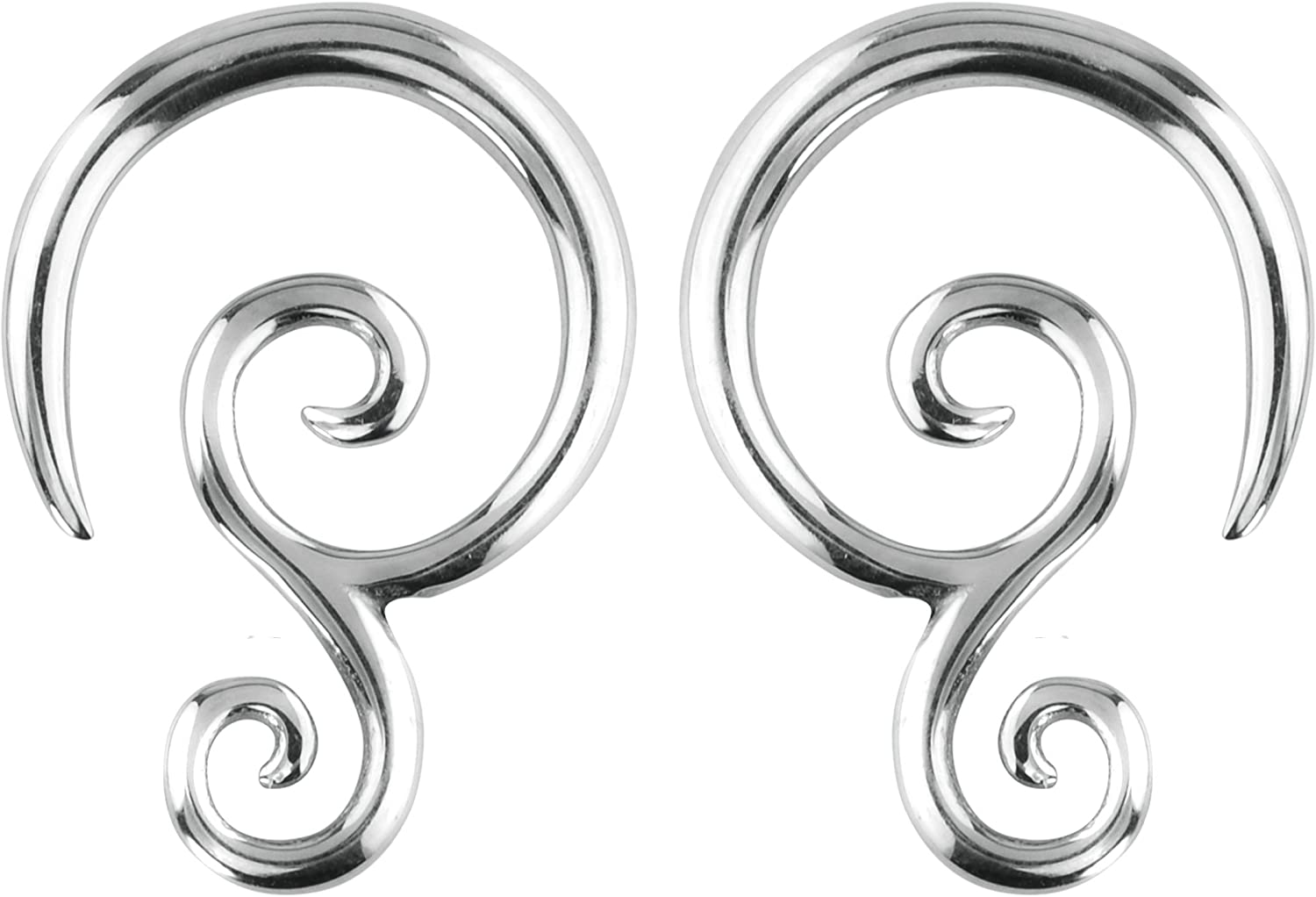 Forbidden Body Jewelry Pair of 6G-14G Surgical Steel Solid Tribal Design Taper Earrings