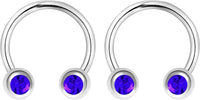 Forbidden Body Jewelry 14G 12mm Surgical Steel Front Facing CZ Crystal Nipple Piercing Horseshoe Rings, Sold in Pairs