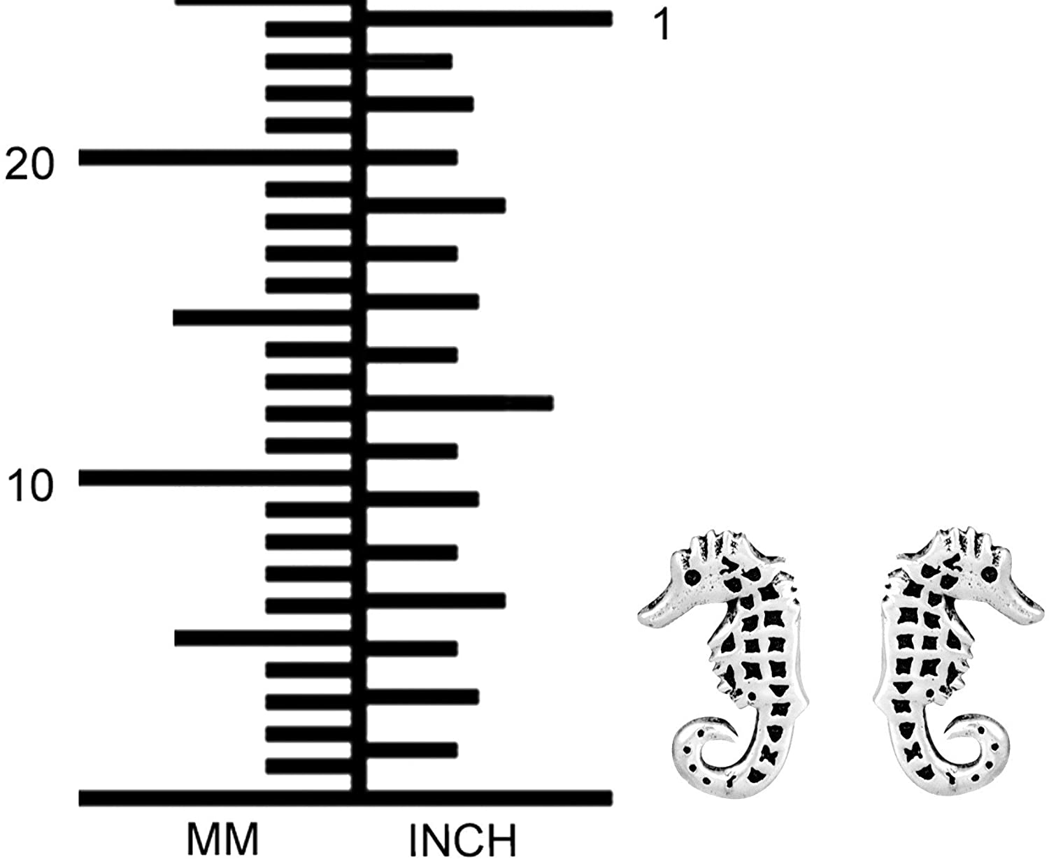 Hypoallergenic Sterling Silver Seahorse Stud Earrings for Kids (Nickel Free)