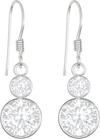 Hypoallergenic Sterling Silver 12mm (1/2 Inch) Simulated Diamond CZ Dangle Earrings for Kids (Nickel Free)