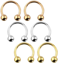 Forbidden Body Jewelry 6pc Value Pack 14G-16G Surgical Steel Horseshoe/CBR Ring for Septum, Cartilage & More