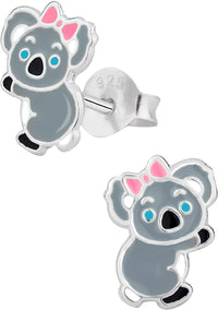 Hypoallergenic Sterling Silver Baby Koala Stud Earrings (Nickel Free)