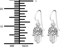 .925 Sterling Silver Hamsa Hand Dangle Earrings