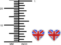 Hypoallergenic Sterling Silver British Flag Heart Stud Earrings for Kids (Nickel Free)