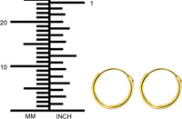 18k Yellow Gold Plated Sterling Silver 3/8" Hoop Earrings for Kids