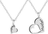 Penny & Piper Mother Daughter Necklaces for 2: .925 Sterling Silver Heart Charm & Heart Cut Out Necklaces