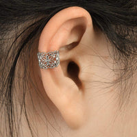 Rhodium Plated Brass Butterfly Ear Cuff Cartilage Earring with CZ Crystal Detail