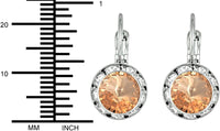 Austrian Crystal Silver Tone Framed Peach Champagne Lever Back Earrings for Women