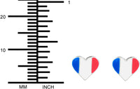 Hypoallergenic Sterling Silver French Flag Heart Stud Earrings for Kids (Nickel Free)