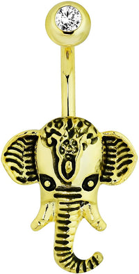 Forbidden Body Jewelry Surgical Steel Elephant Animal Belly Button Ring