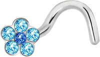 Forbidden Body Jewelry 18g - 20g Surgical Steel Gemmed Flower Top Nose Screw