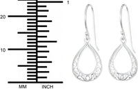 .925 Sterling Silver Hypoallergenic French Wire Drop Oval Filigree Dangle Earrings for Women