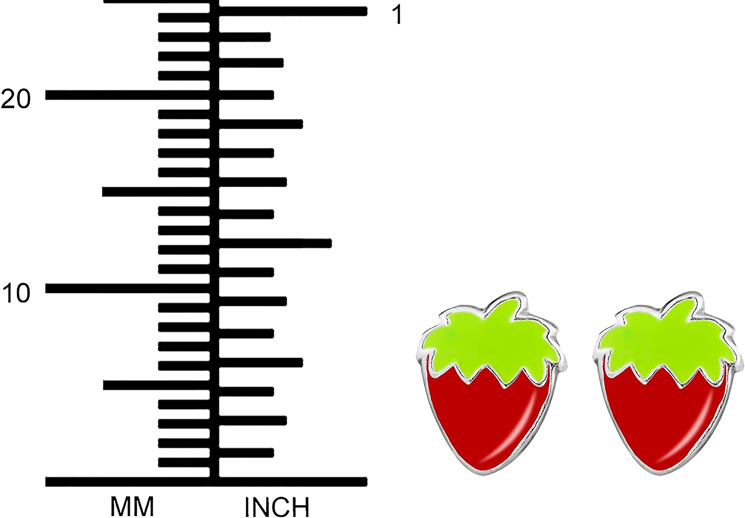 Hypoallergenic Sterling Silver Strawberry Stud Earrings for Kids (Nickel Free)